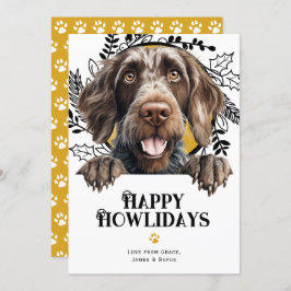 Cartão De Festividades Feliz Howlidays alemão Wirehaired Pointer Dog