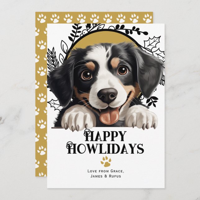 Cartão De Festividades Feliz Howlidays Appenzeller Sennenhund Dog (Frente/Verso)