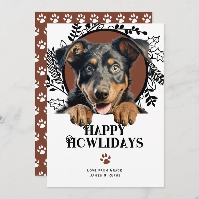 Cartão De Festividades Feliz Howlidays Beauceron Dog Natal (Frente/Verso)
