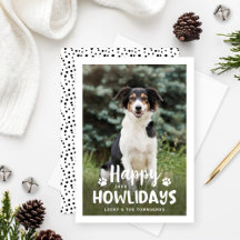 Feliz Howlidays Black White Puppy Dog Foto