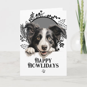 Cartão De Festividades Feliz Howlidays Border Collie Cão Natal