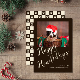 Cartão De Festividades Feliz Howlidays Brown Paw Dog Foto