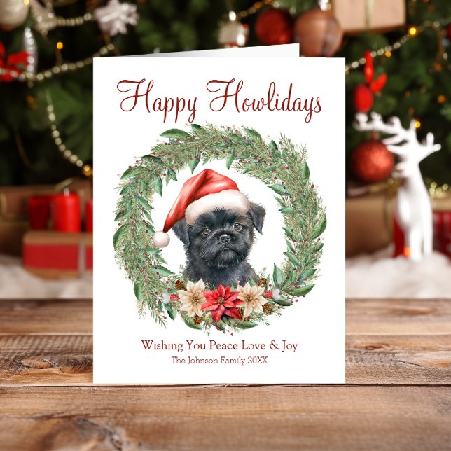 Cartão De Festividades Feliz Howlidays Cachorro Affenpinscher Bonito (Criador carregado)