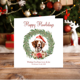 Cartão De Festividades Feliz Howlidays Cachorro Bretany Spaniel