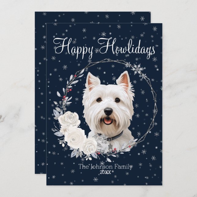 Cartão De Festividades Feliz Howlidays Cachorro Mestiço (Frente/Verso)