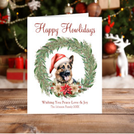 Cartão De Festividades Feliz Howlidays Cão German shepherd Bonito