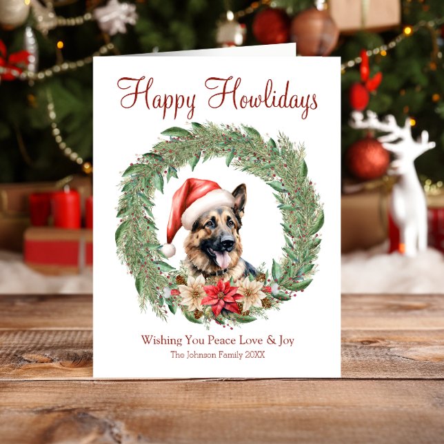 Cartão De Festividades Feliz Howlidays Cão German shepherd Bonito (Criador carregado)
