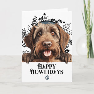 Cartão De Festividades Feliz Howlidays Cão Griffon de Pontaria de Cabelo 
