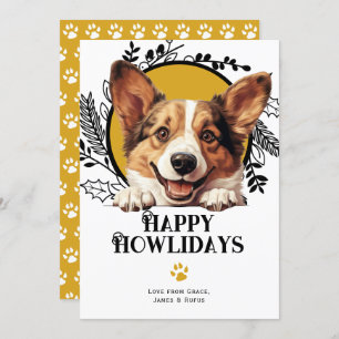 Cartão De Festividades Feliz Howlidays Cardigan Welsh Corgi
