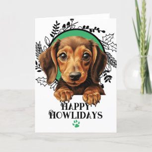 Cartão De Festividades Feliz Howlidays Dachshund Weiner Natal