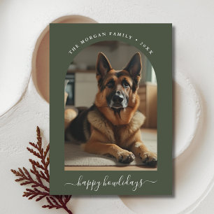 Cartão De Festividades Feliz Howlidays de German shepherd de Script Whims