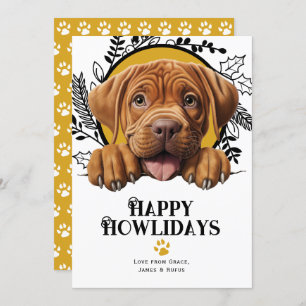 Cartão De Festividades Feliz Howlidays Dgue de bordeaux Dog
