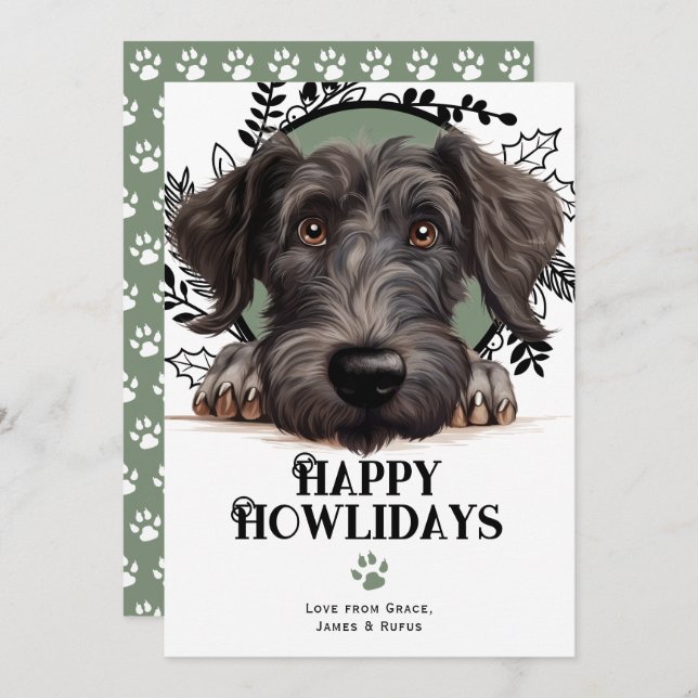 Cartão De Festividades Feliz Howlidays Escocês Cão de Deerhound (Frente/Verso)