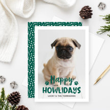 Feliz Howlidays Foto de Cachorro Verde