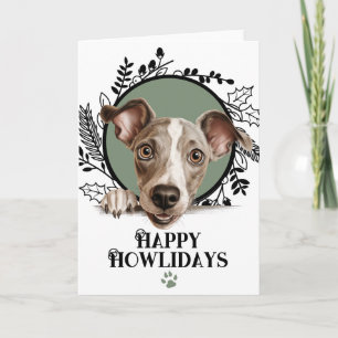Cartão De Festividades Feliz Howlidays Galgo Italiano Cachorro Natal