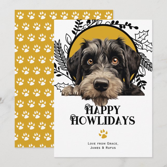 Cartão De Festividades Feliz Howlidays Giant Schnauzer Natal (Frente/Verso)