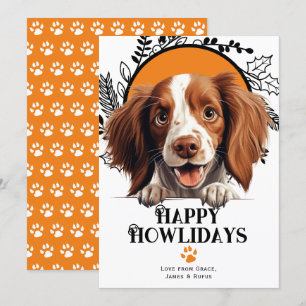 Cartão De Festividades Feliz Howlidays, Irlandês, Vermelho e Branco Cão S