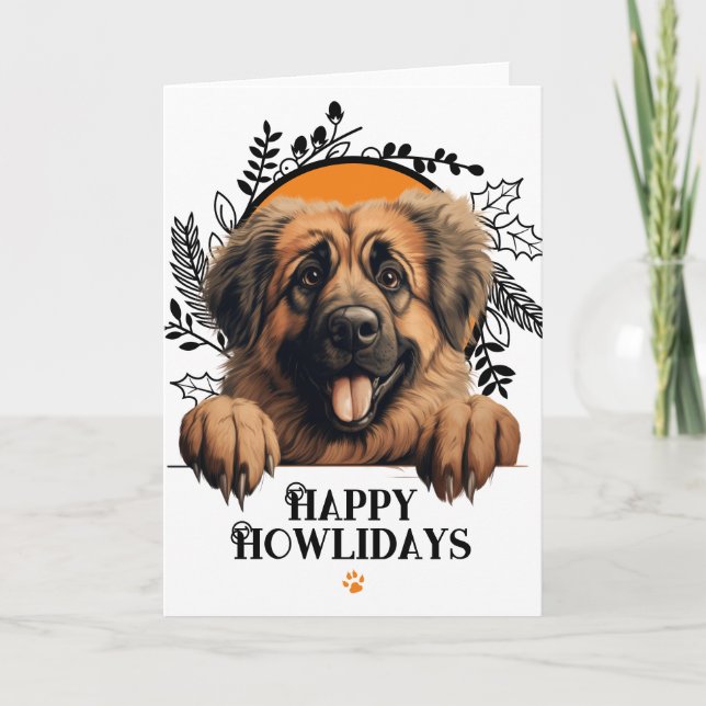 Cartão De Festividades Feliz Howlidays Leonberger Dog Natal (Frente)