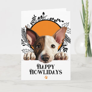 Cartão De Festividades Feliz Howlidays Miniatura Bull Terrier Natal