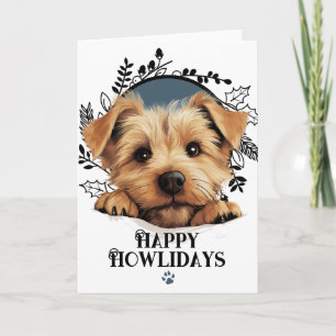 Cartão De Festividades Feliz Howlidays Norfolk Terrier Cachorro