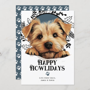 Cartão De Festividades Feliz Howlidays Norfolk Terrier Dog