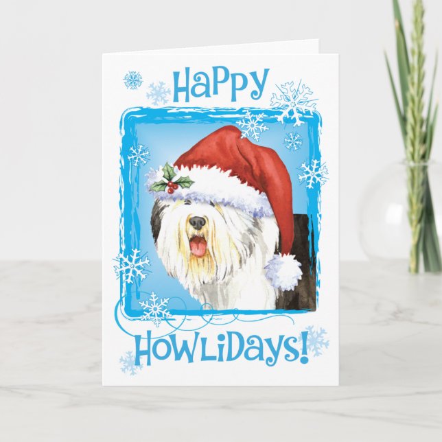 Cartão De Festividades Feliz Howlidays Old English Sheepdog (Frente)