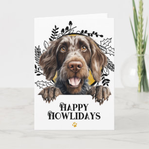 Cartão De Festividades Feliz Howlidays Pointer de Cabelo Raspado Alemão C