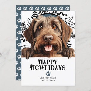 Cartão De Festividades Feliz Howlidays Wirehaired Apontando Griffon Dog