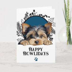 Cartão De Festividades Feliz Howlidays Yorkshire Terrier Cão Natal
