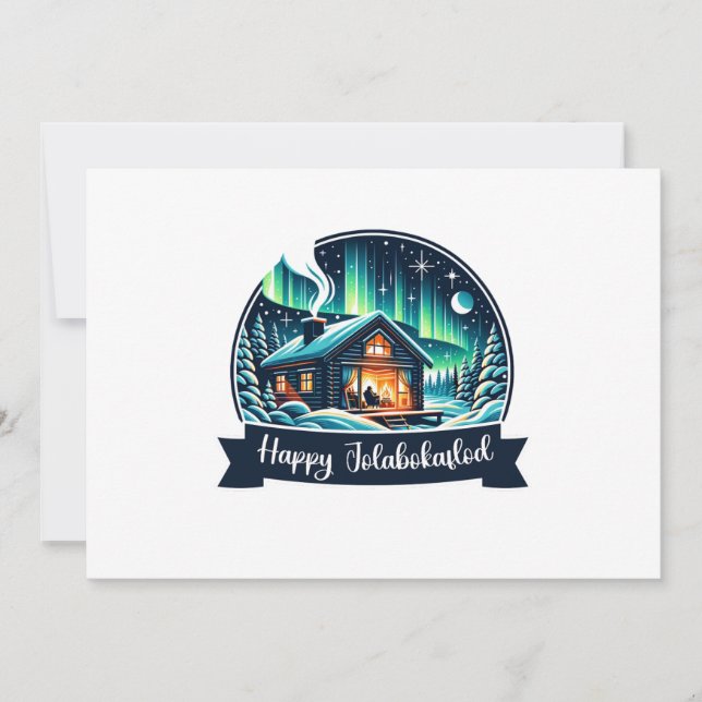Cartão De Festividades Feliz Jolabokaflod (Frente)
