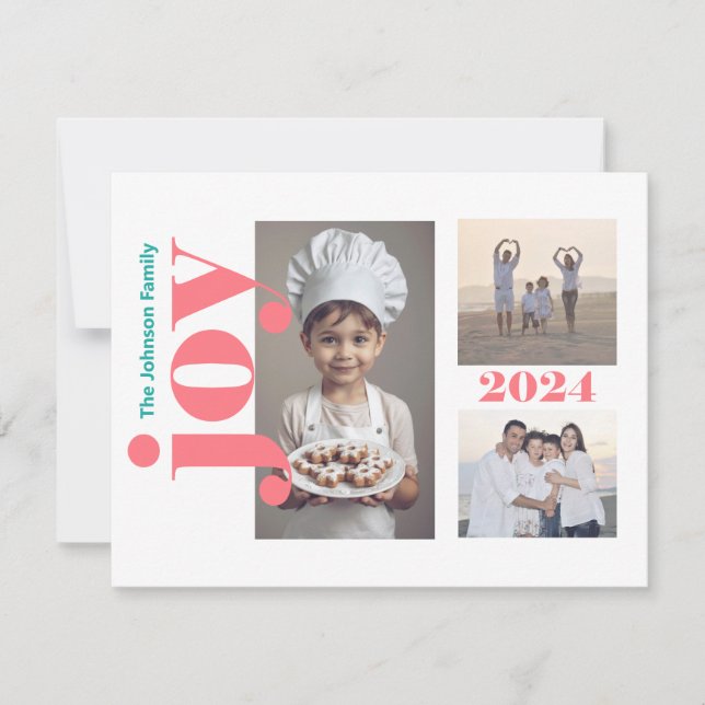 Cartão De Festividades Feliz Joy Bright Árvore de Natal 3 Foto (Frente)