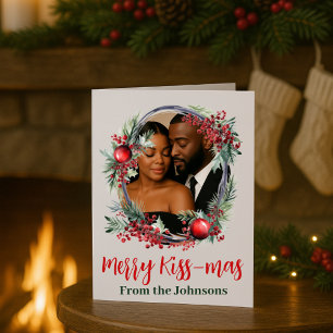 Cartão De Festividades Feliz Kissmas meu amor romântico Natal