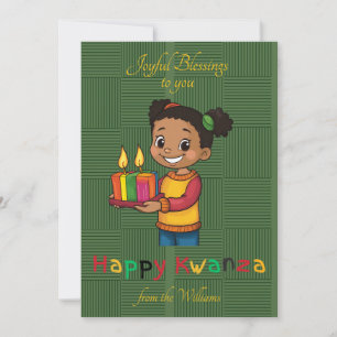 Cartão De Festividades Feliz Kwanzaa Menina Africana Vela Família Foto