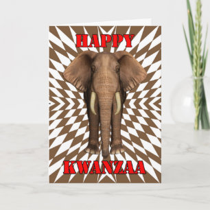 Cartão De Festividades Feliz Kwanzaa, padrão Zany com elefante, placa