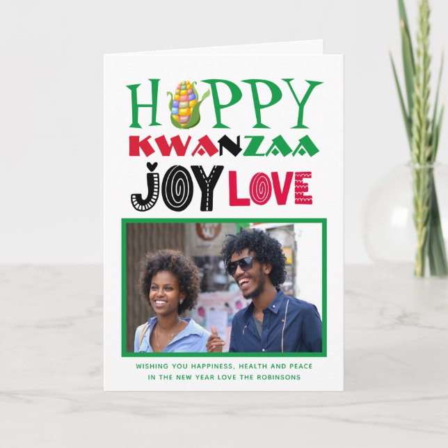 Cartão De Festividades Feliz Kwanzaa PHOTO Greeting Card Modern Fun (Frente)