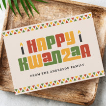 Feliz Kwanzaa vela preta borda vermelha verde amar