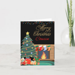 Cartão De Festividades Feliz Lareira de Natal Cousin