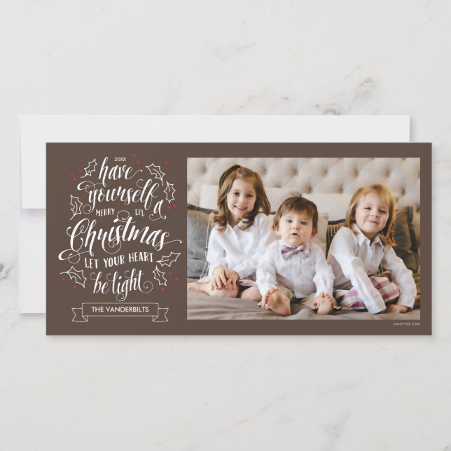 Cartão De Festividades Feliz Letretada Li Natal Um Lado (Frente)