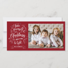 Cartão De Festividades Feliz Letretada Li Natal Um Lado