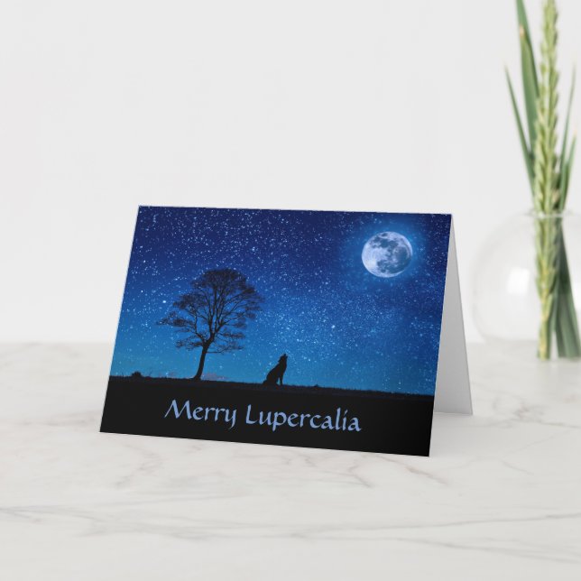 Cartão De Festividades Feliz Lupercalia (lobo) (Frente)