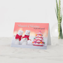Cartão De Festividades Feliz Marshmallow Snowmen de Férias
