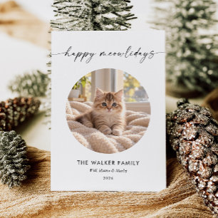 Cartão De Festividades Feliz Meowlidays Pet Foto de Natal