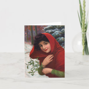 Cartão De Festividades Feliz Mistletoe Maiden