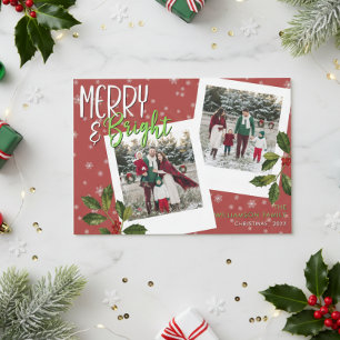 Cartão De Festividades Feliz moderna e floco de neve vermelho brilhante F