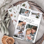 Cartão De Festividades Feliz Moderna e Foto Casada 5 Recentemente<br><div class="desc">Apresentando nossa nova e impressionante Feliz moderna e Cartão de Férias 5 casado: um design moderno com tipografia elegante e cinco fotos de casamento queridas, em preto e branco clássico. A frente minimalista é complementada por um padrão botânico quente e festivo de aquarela no dorso, mostrando verde de pinheiro, eucalipto,...</div>