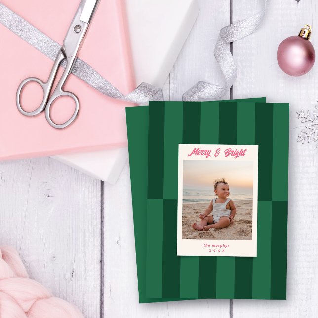 Cartão De Festividades Feliz Moderna e Verde Brilhante Natal (Criador carregado)