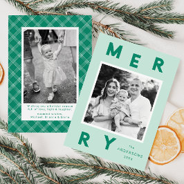 Cartão De Festividades Feliz Moderna - Letra Minúscula e Verde 2 Foto