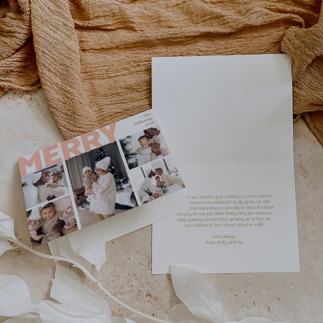 Cartão De Festividades Feliz Moderna Negrito Dobrou Cinco Fotos (Criador carregado)