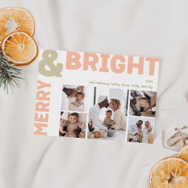 Cartão De Festividades Feliz Moderna Negrito E Cinco Fotos Brilhantes