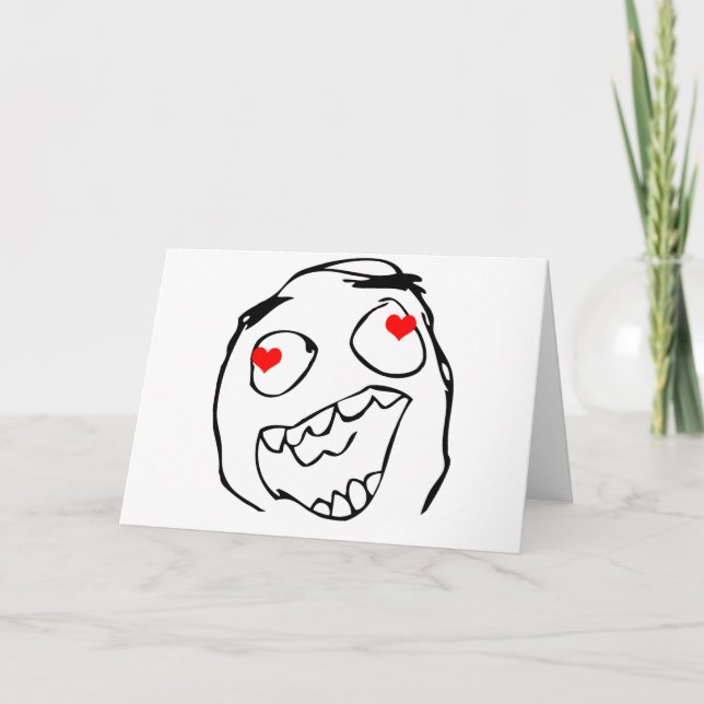 Cartão De Festividades Feliz Namorados derp apaixonado - meme (Frente)